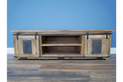 Industrial Iron Works Wooden TV Unit 160cm Wide