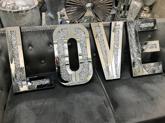 Love Letter Mirror and Crushed Crystal Wall Ornament