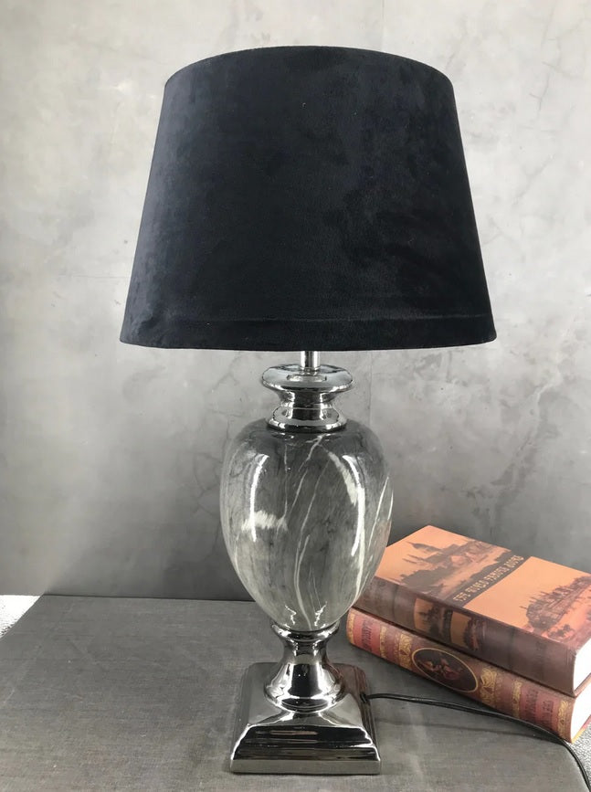 Dark Grey Marble effect table lamp