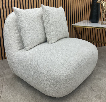 Accent snuggle swivel chair, boucle fabric accent chair