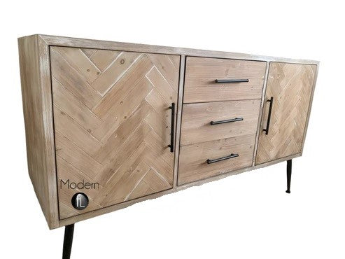 Washed wood Parquet 2 door sideboard