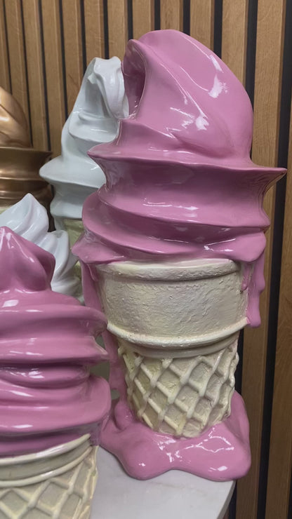 Small or large Ice Cream Ornament, Melting Ice Cream Cone Ornament