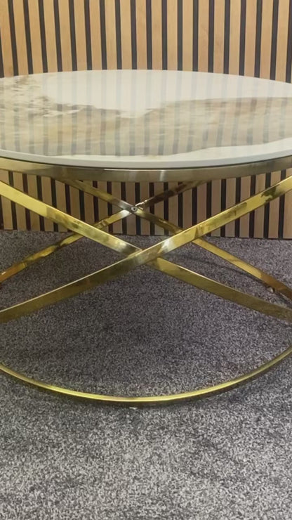 Gold Spiro Coffee Table With Sintered Stone Top