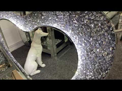 Mirrored crushed crystal LED love heart console table