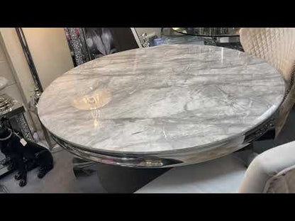 Louis Round Dining Table with marble top and Chrome Leg