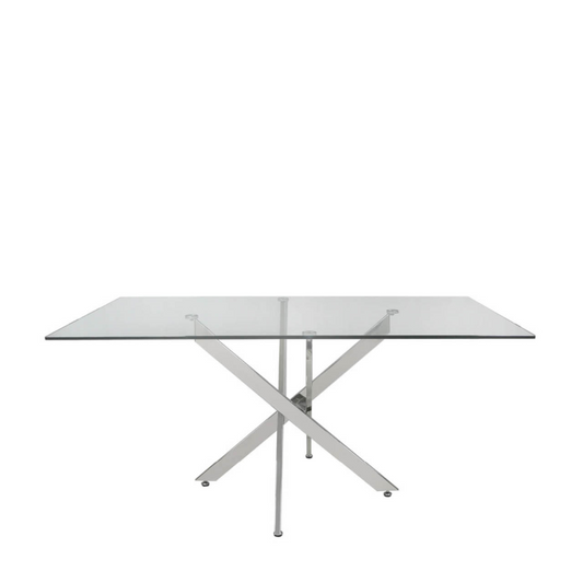 Rectangle Dining Table large Marble effect 160cm wide chrome Cross Leg