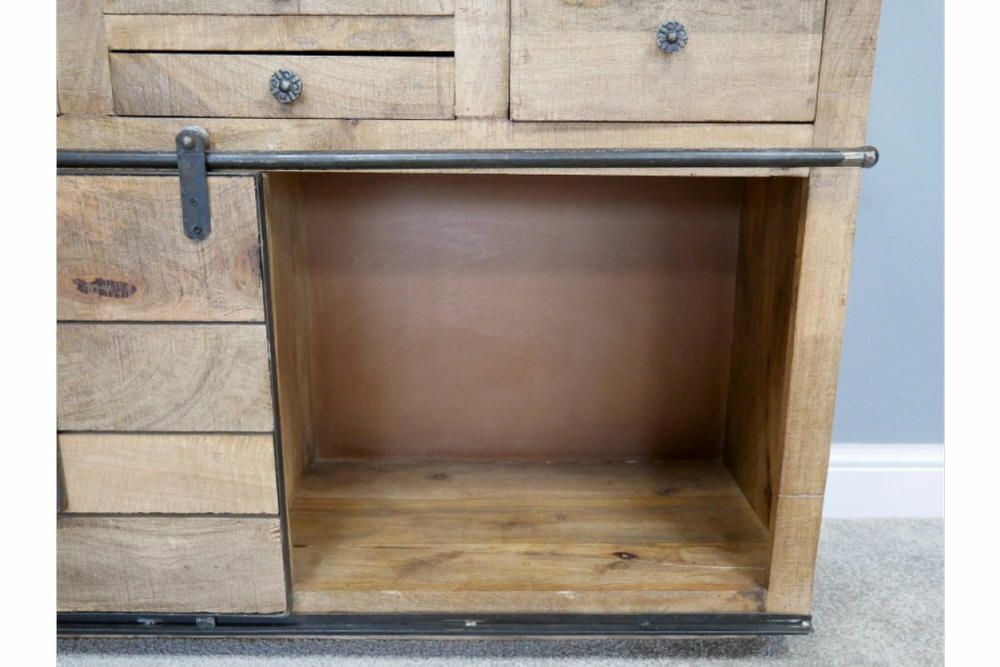 Large Wooden Sideboard Industrial Rustic Style Large Cabinet 179 cm Wide