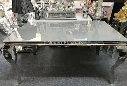 Louis dining table with grey glass top, 2 Metre long stunning dining table