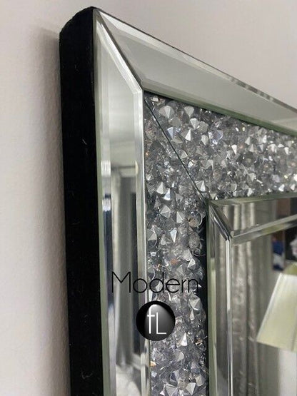 Luxury 120x80 crushed diamond wall mirror with straight edge finish