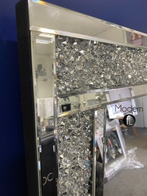 Extra Large 160x80 crushed diamond wall mirror, large leaning sparkle mirror