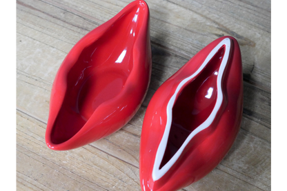 Ceramic Red Lips Ornament Tray, Funky Red Lips Ornament