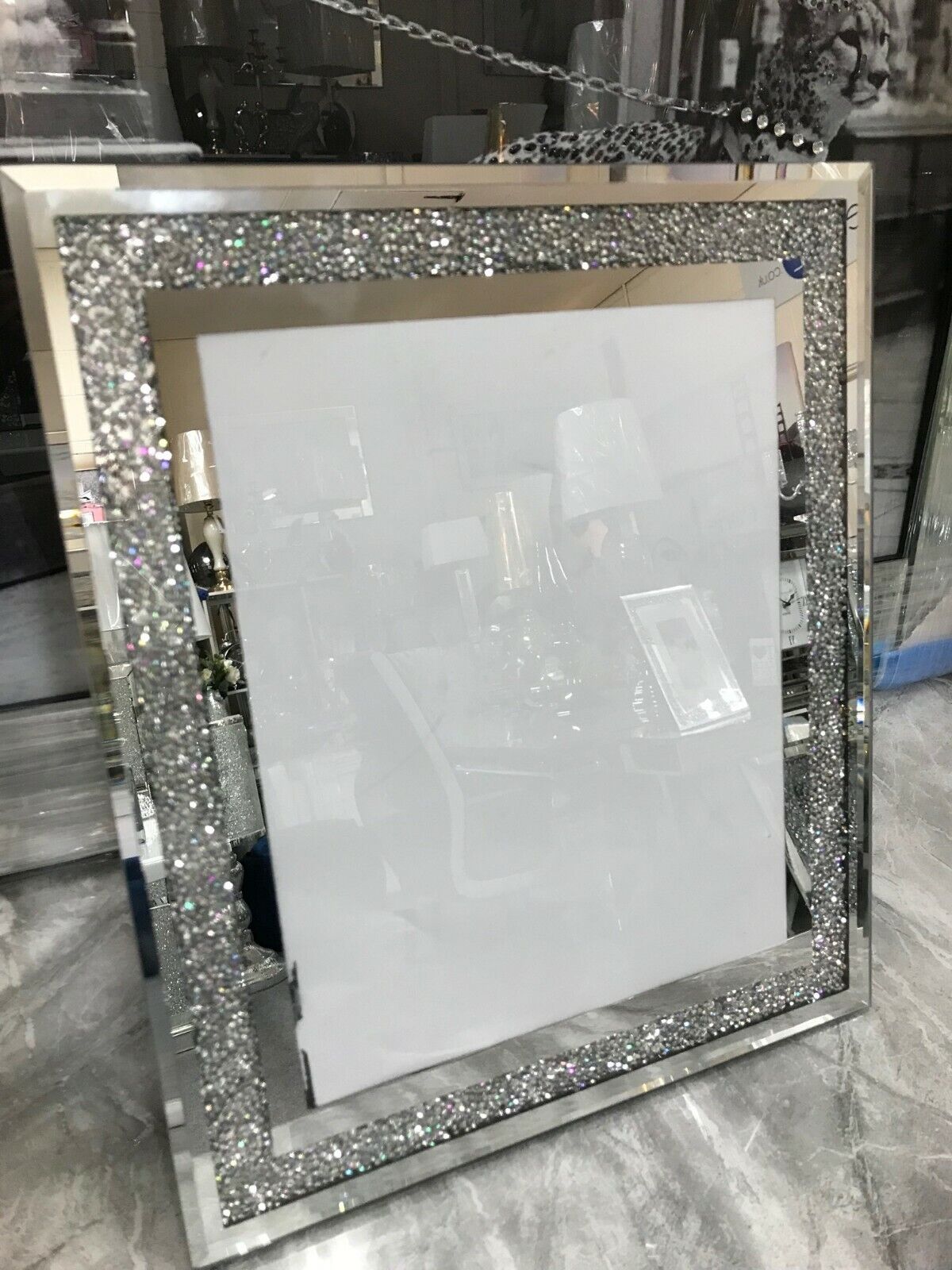 Crushed Diamond 8x10 photo frame, mirror glass picture frame sparkle picture