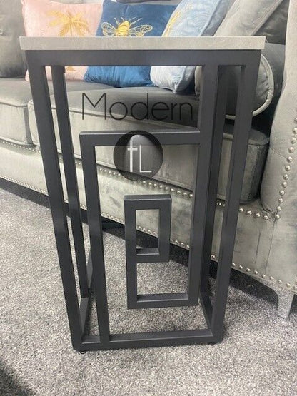 Geometric sofa side table, Black & grey faux concrete sofa table