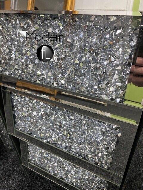 Crushed Crystal Bedside Angled Drawers, sparkle angled drawers with diamond