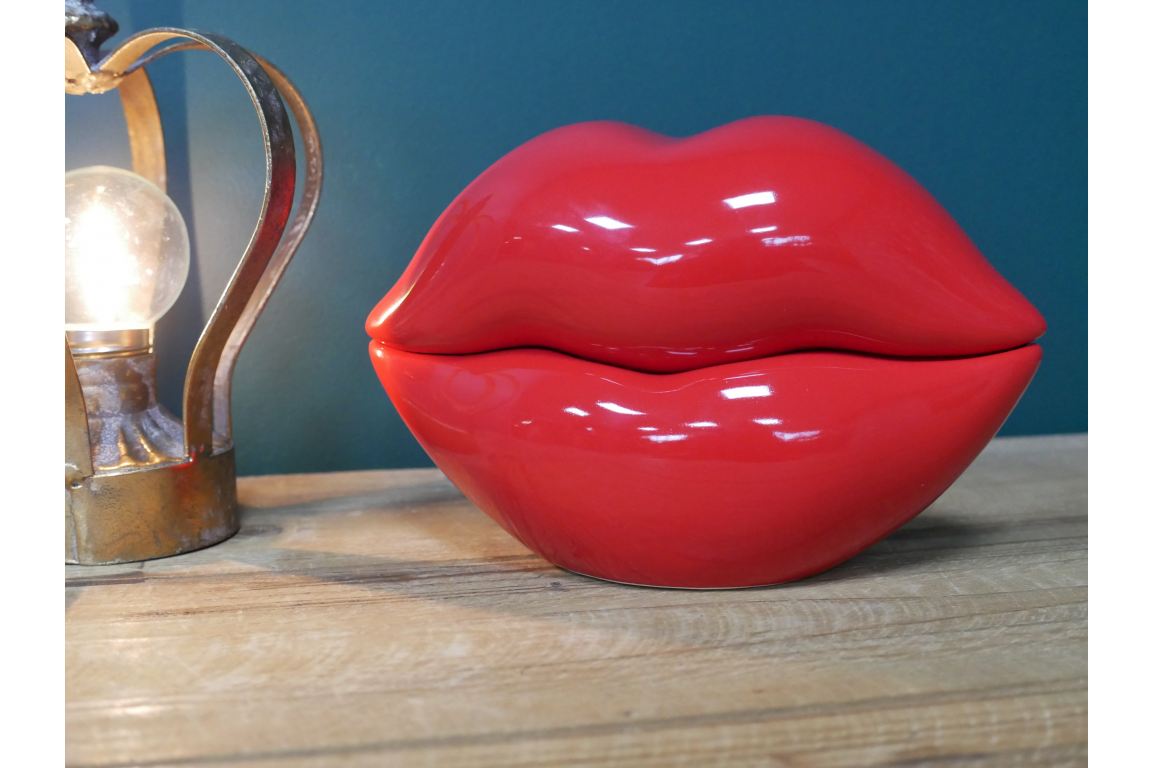 Ceramic Red Lips Ornament Tray, Funky Red Lips Ornament