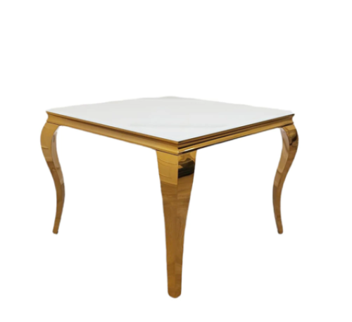 Louis dining table with white glass top, 1.0 Metre square stunning dining table