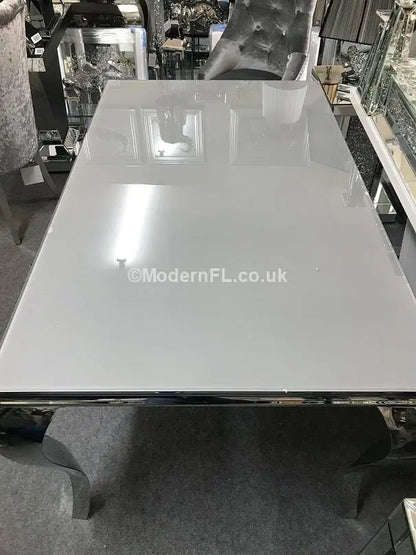 Louis dining table with grey glass top, 2 Metre long stunning dining table