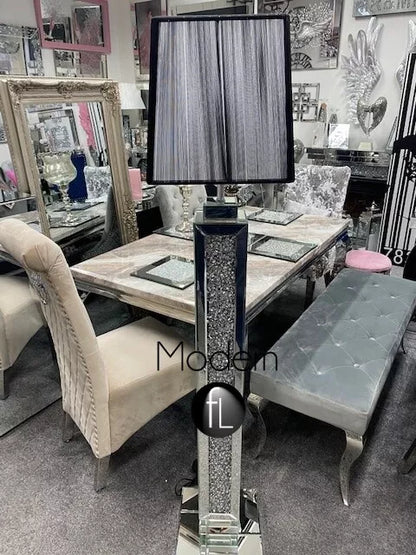 Mirrored crushed crystal floor lamp with shade option, glitz floor lamp