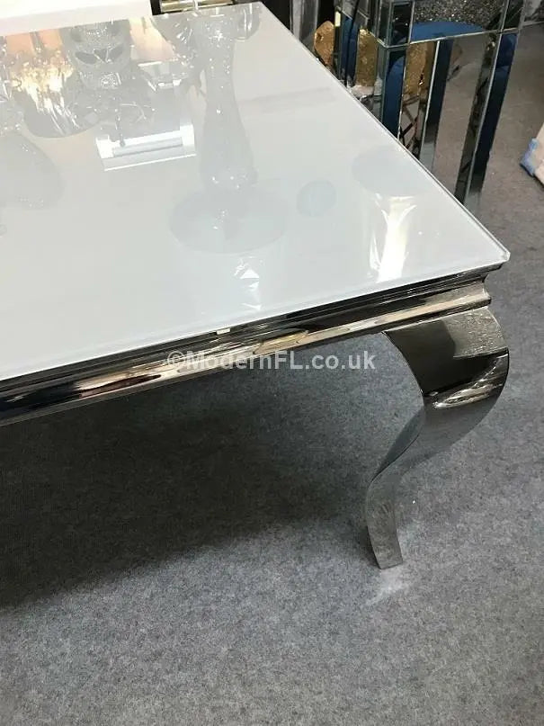 Louis dining table with grey glass top, 2 Metre long stunning dining table