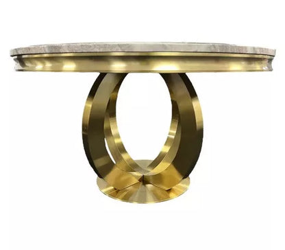 Ariana Round Marble Dining Table Gold base