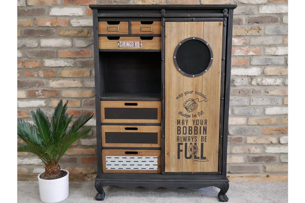 Industrial Style Sewing Kit Cabinet