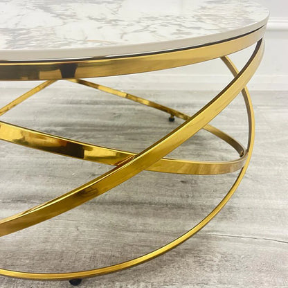 Gold Spiro Coffee Table With Sintered Stone Top