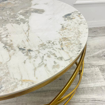 Gold Spiro Coffee Table With Sintered Stone Top