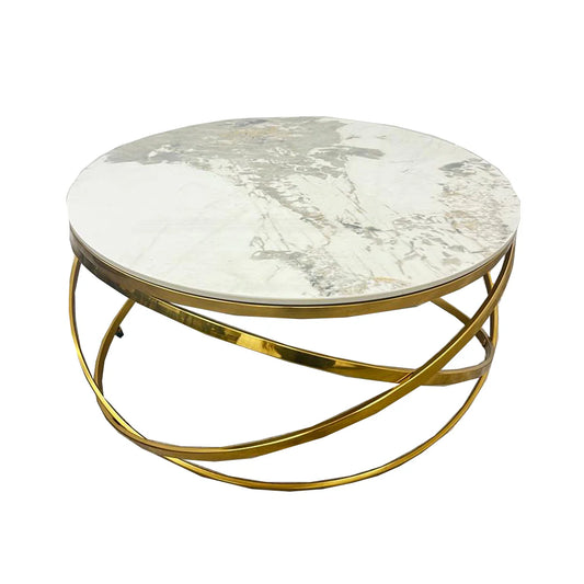 Gold Spiro Coffee Table With Sintered Stone Top