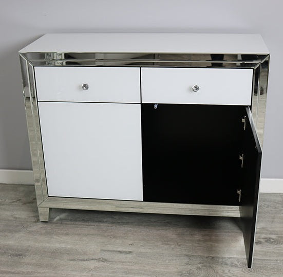 White Mirror Glass 2 Door Cabinet