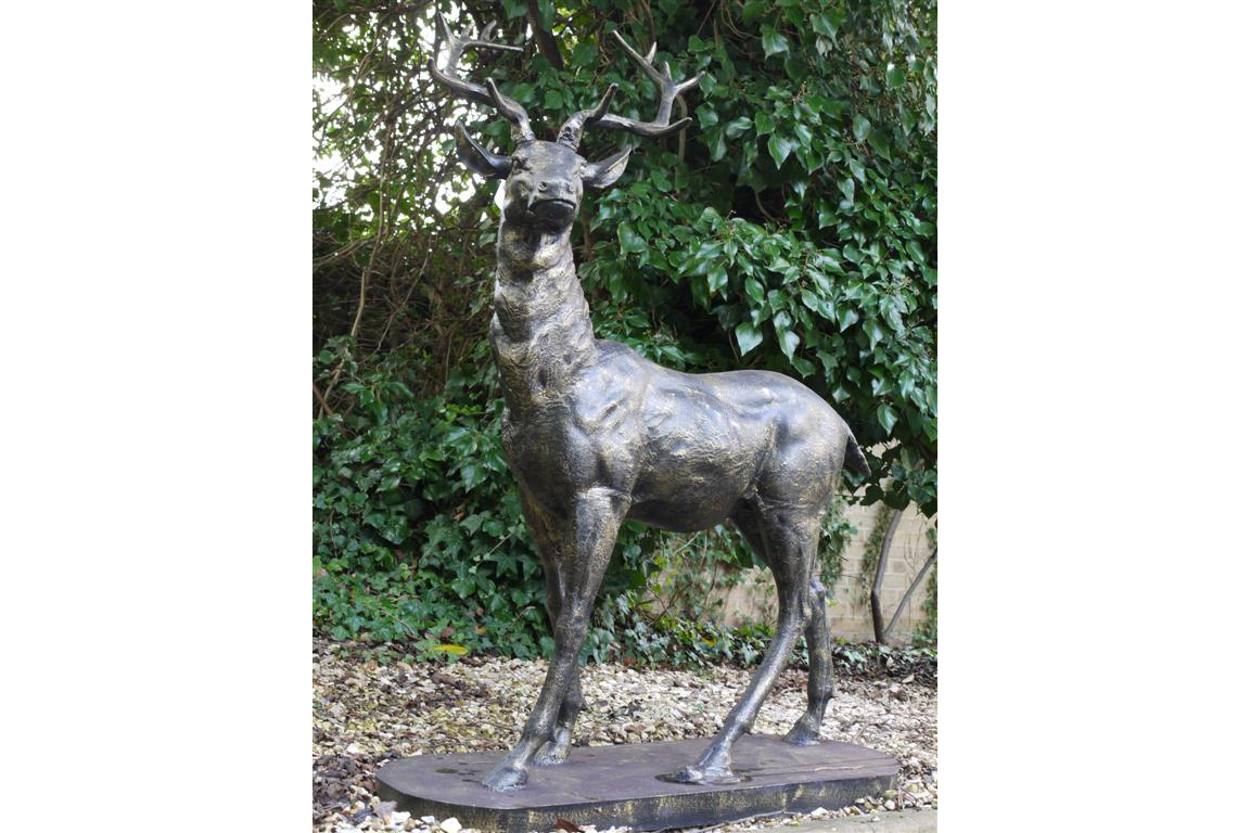 Large standing stag garden statue