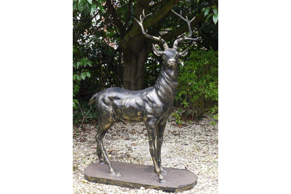 Large standing stag garden statue