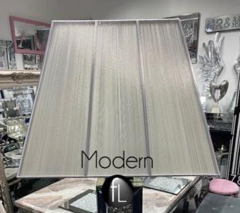 Silver ribbed universal shade for a floor lamp