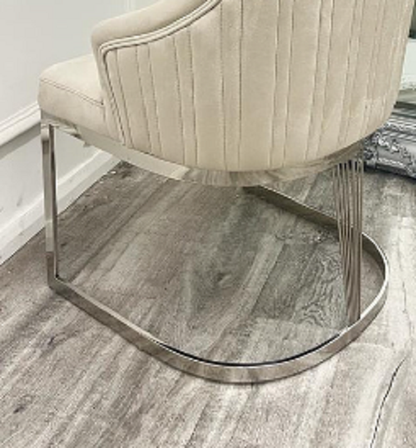 Light Grey Velvet Chelmsford Dining chair with colour base option