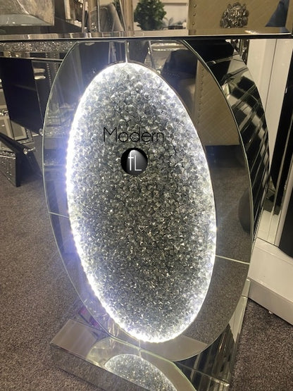 LED Mirrored crushed diamond side table