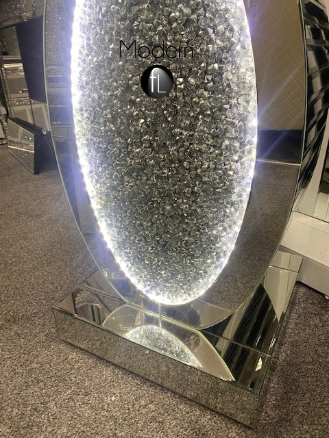 LED Mirrored crushed diamond side table