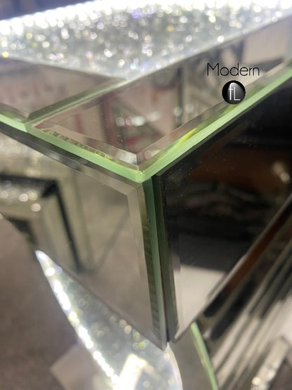 LED Mirrored crushed diamond side table