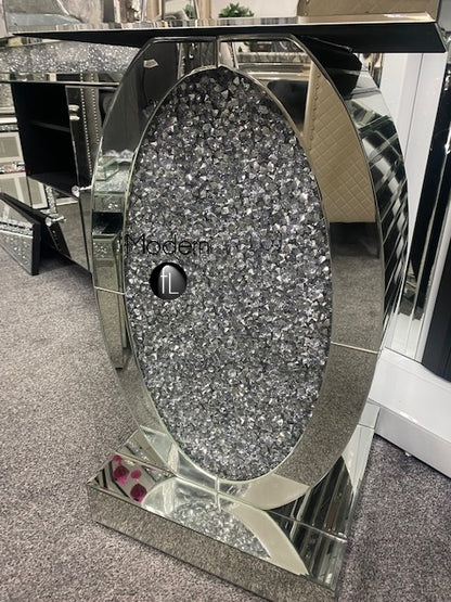 LED Mirrored crushed diamond side table