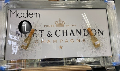 White Moet & Chandon Champagne Picture with 3D Bottles and Sparkle Detail