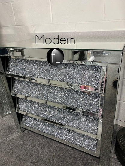 Crushed Crystal 4 Drawer Angled Chest, sparkle angled drawers with diamond