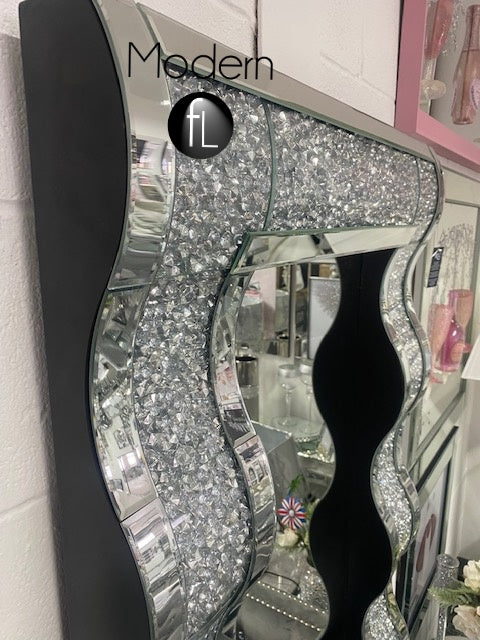 Wave wall mirror 120x80 crushed diamond wall mirror, glitz sparkle mirror