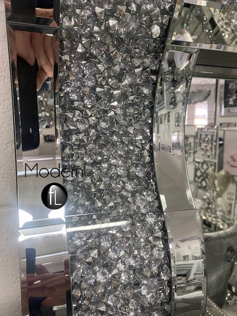 Wave wall mirror 120x80 crushed diamond wall mirror, glitz sparkle mirror