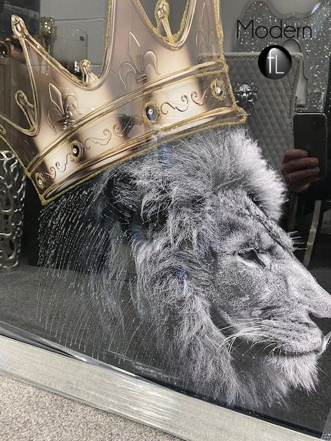 Large King Lion head and Queen Lioness mirror pictures 90x90