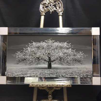 Stunning blossom tree glitter art picture mirror frame