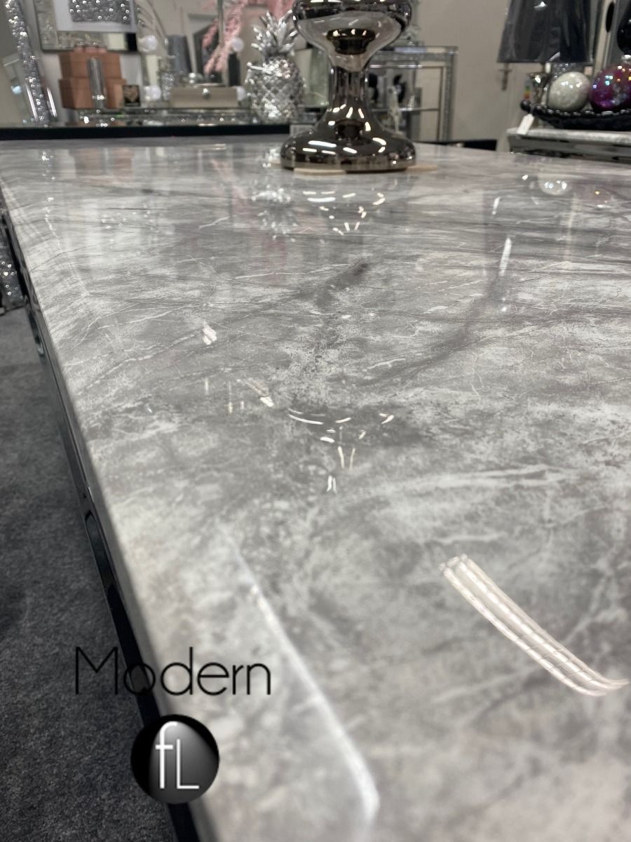 Ariana 1.8m Marble Dining Table with chrome circle base