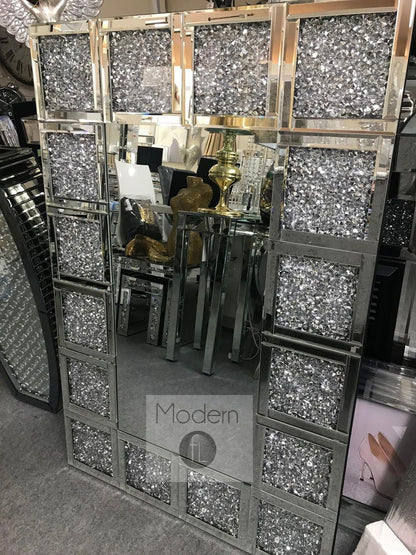 Luxury 120x80 Crushed Diamond Squares Mirror