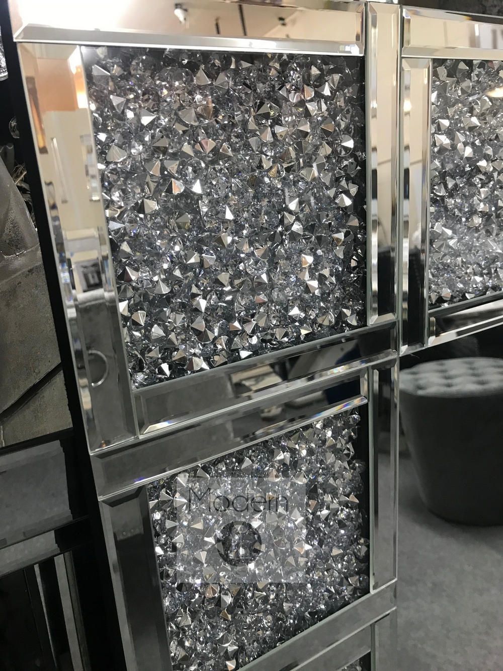 Luxury 120x80 Crushed Diamond Squares Mirror