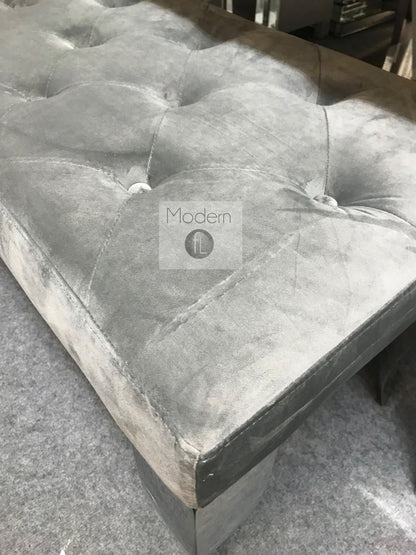 Luxury grey velvet 160cm Louis dining bench