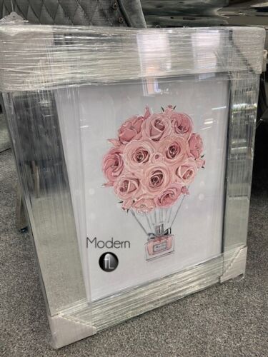 Beautiful Pink perfume picture flower balloon picture in mirrored frame