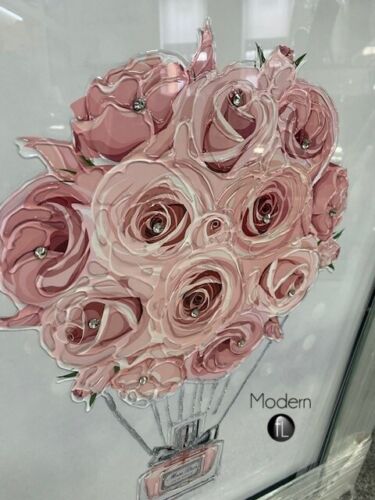 Beautiful Pink perfume picture flower balloon picture in mirrored frame