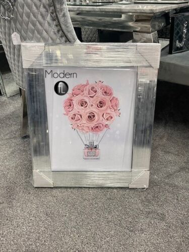 Beautiful Pink perfume picture flower balloon picture in mirrored frame